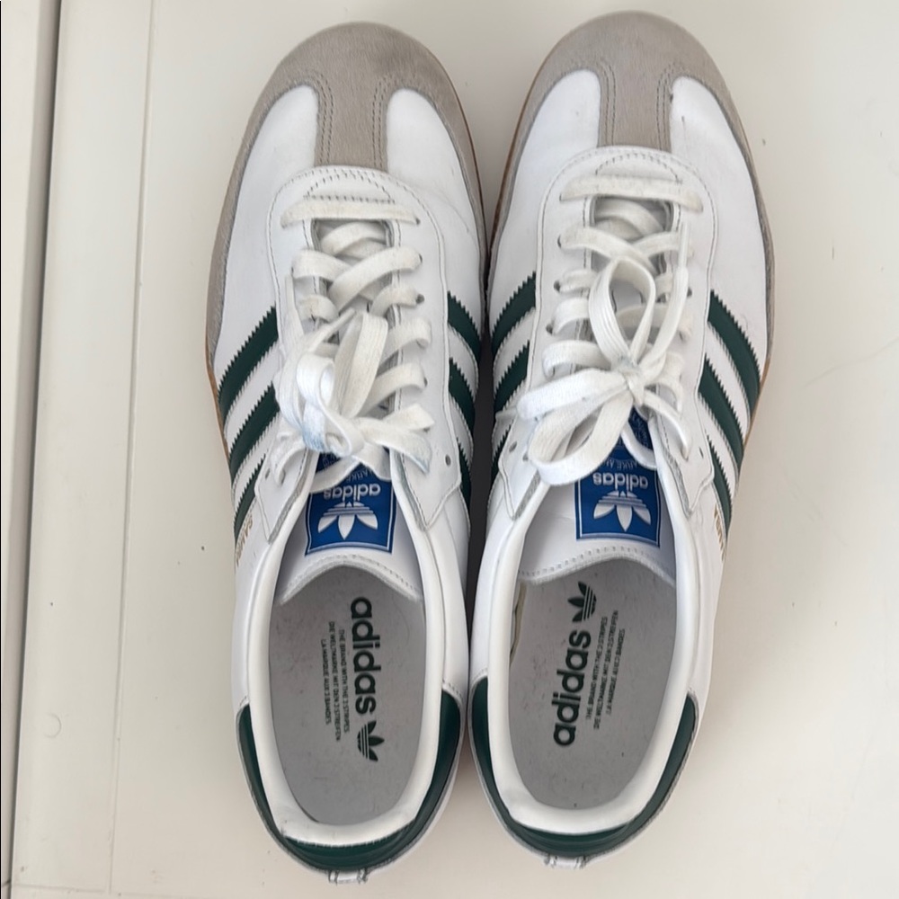 Adidas Men's White and Green Sneakers